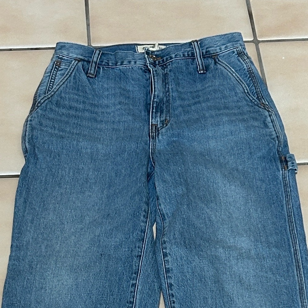 Madewell The Perfect Vintage Med Light Wash Straight Utility Carpenter Jeans 25 - Picture 3 of 16